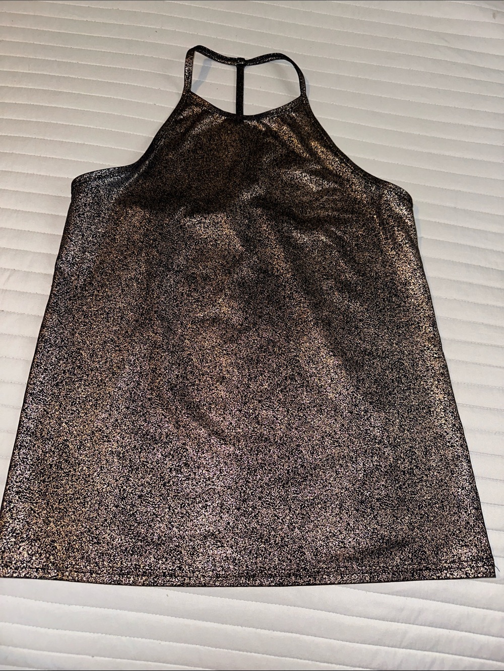 Fabletics Metallic Halter Camisole in Black and Bronze